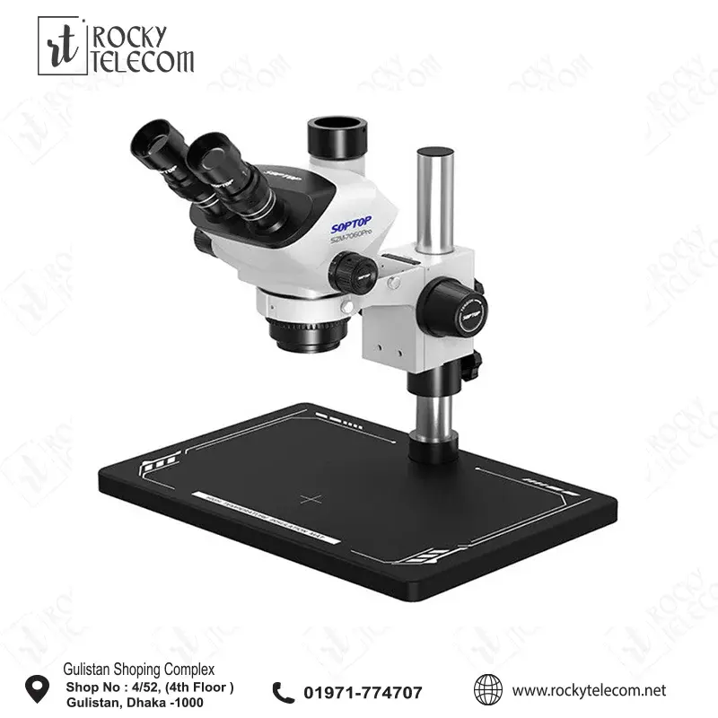 SOPTOP 7060 Ultra Trinocular HD Microscope 7-60X with LED Lights Continuous Zoom Stereo Microscope