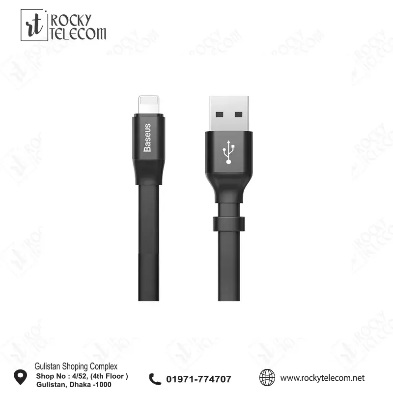Baseus Nimble Flat Portable USB / Lightning Cable with Buckle 2A 0,23M black (CALMBJ-B01)