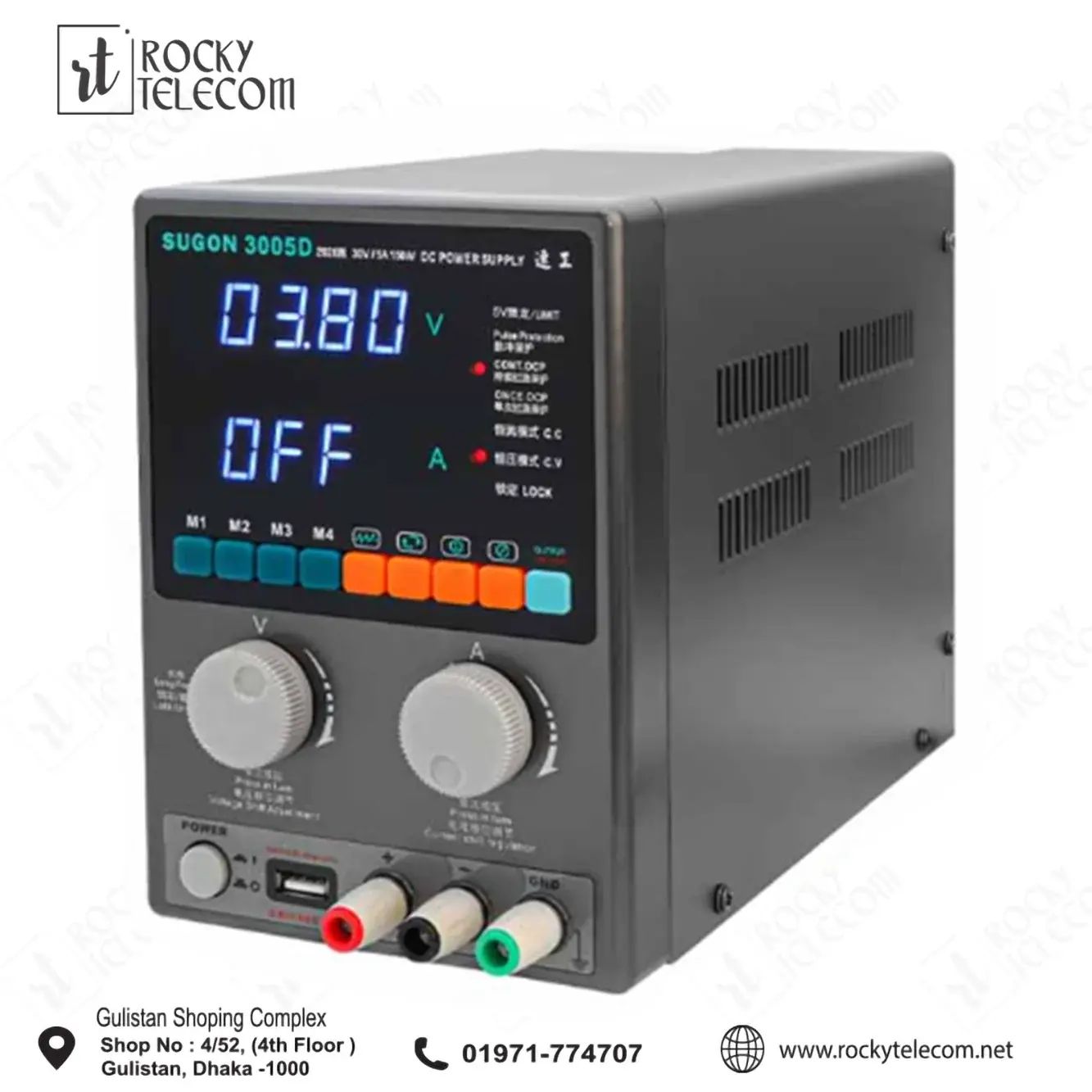 Sugon 3005PM Adjustable DC Power Supply 30V 5A – Precision 4-Digit Digital Display Regulated Power Supply for Mobile Phone Repair, Electronics Testing & DIY Projects