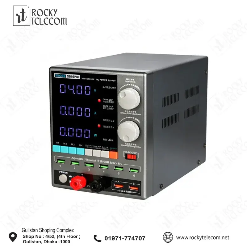 Sugon 3010PM Adjustable DC Power Supply 30V 10A – Precision 4-Digit Display Bench Power Supply for Mobile Phone Repair, Electronics Lab, DIY Projects