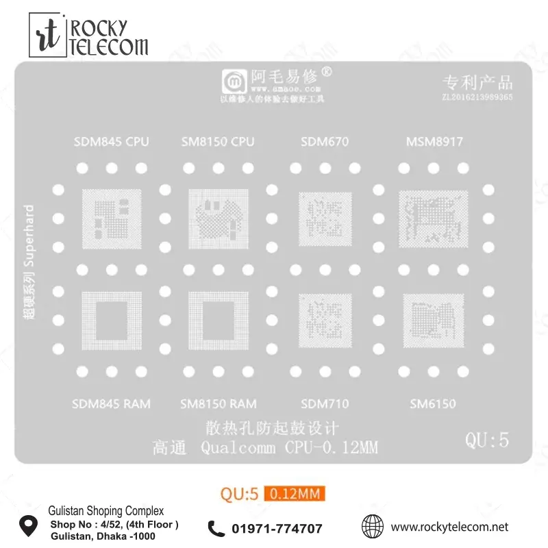 Amaoe QU5 Qualcomm CPU Reballing Stencil