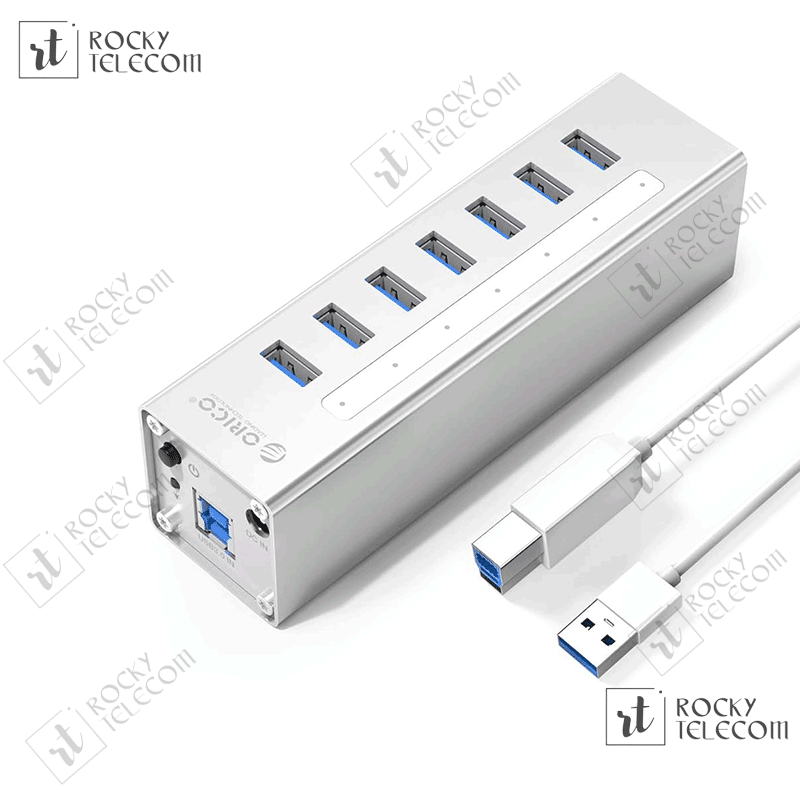 ORICO Aluminum 7 Port USB3.0 HUB with 3.3Ft / 1M USB3.0 Cable (A3H7-V1-SV)