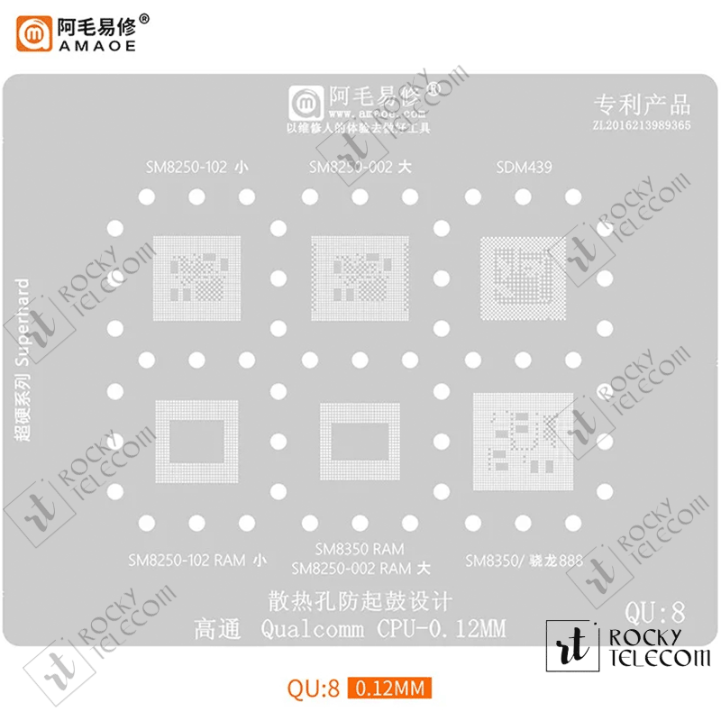 Amaoe QU8 Qualcomm CPU Reballing Stencil